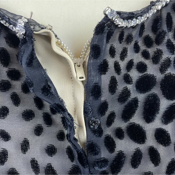 Vintage Mort Schrader Long Sleeve Black Polka Dot Dress With Rhinestone Neckline - Picture 6 of 9